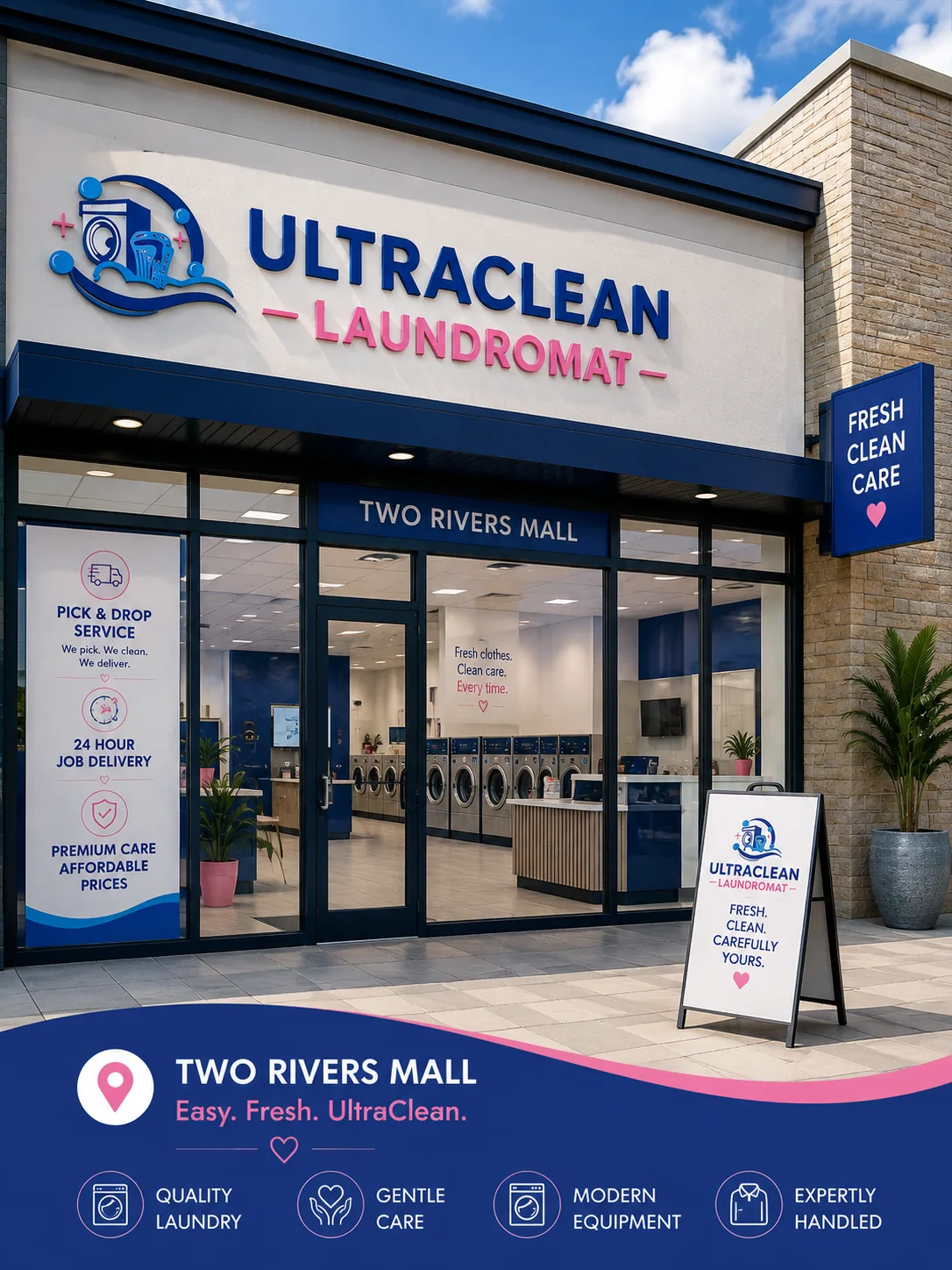 UltraClean storefront at Two Rivers Mall